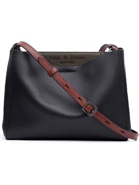 rag & bone Black Leather Passenger Crossbody with Brown Strap